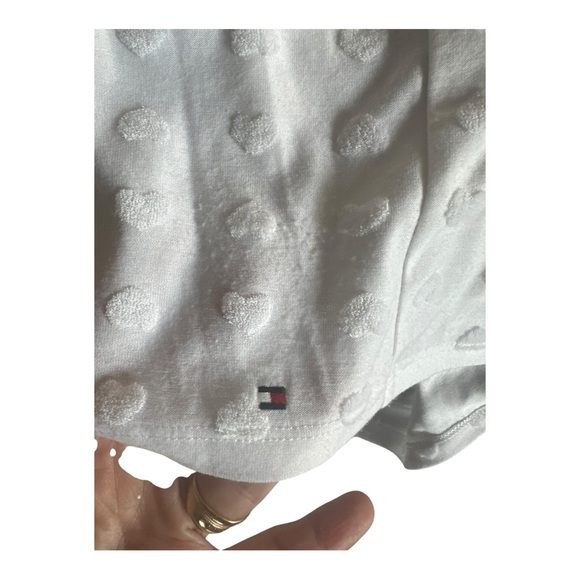 Tommy Hilfiger Women’s Pleated-Shoulder Heart-Texture Top — Size L — White - Picture 11 of 11